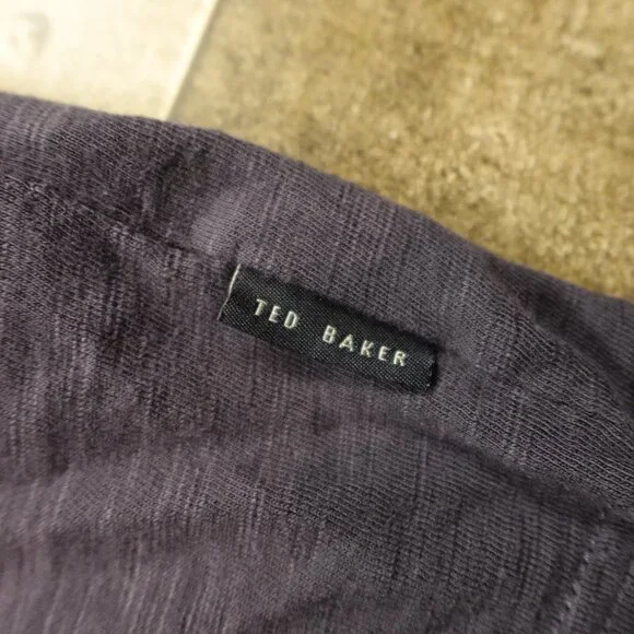 Ted Baker London‎ Long Sleeve Henley Shirt Purple Navy Ted Size 5 (Large) - Picture 6 of 10